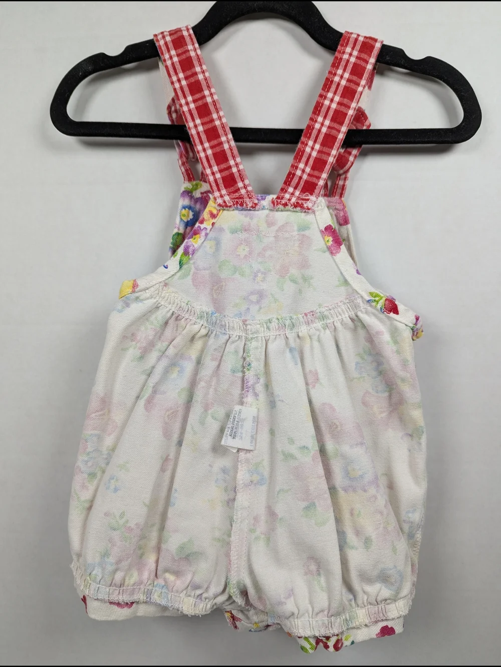 VTG 80s 90s OshKosh B'Gosh Vestback Overalls Bubble Red Floral Sz 18 Months USA
